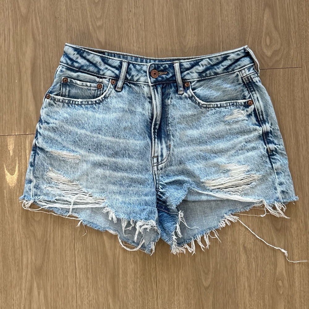 American Eagle Outfitters Blue Jean Shorts Distressed Cut-Off